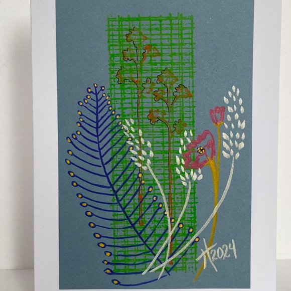 Handmade Original Art Blank Greeting Card and Envelope Suitable for Framing - Picture 1 of 6